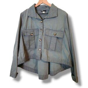 BDG denim jacket womens Large green high-low hem